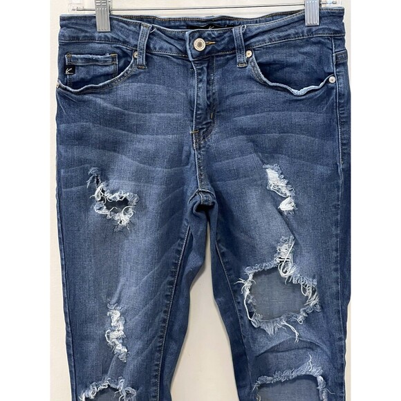 KanCan Low Rise Destroyed Distressed Skinny Jeans Sz W9/28 Med Wash Blue Jeans - Picture 2 of 12